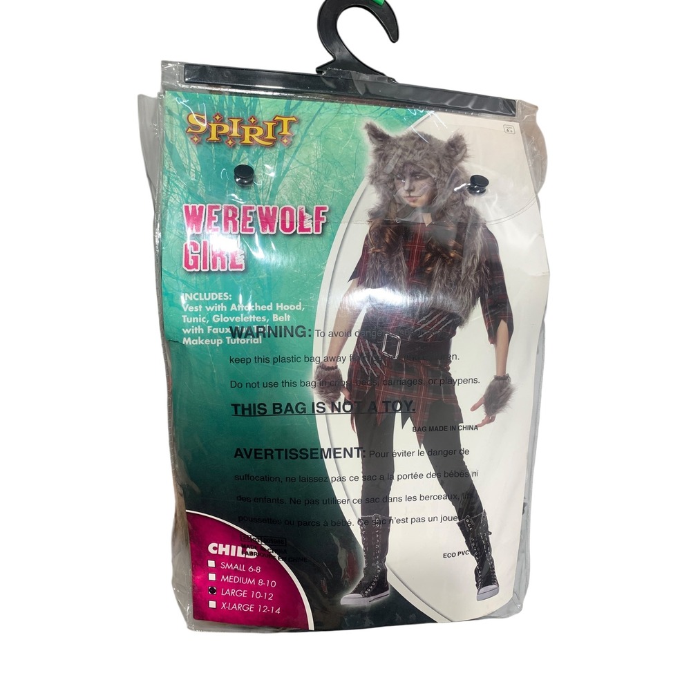 Spirit Halloween Werewolf Girl Costume Child Large 10-12 Outfit‎